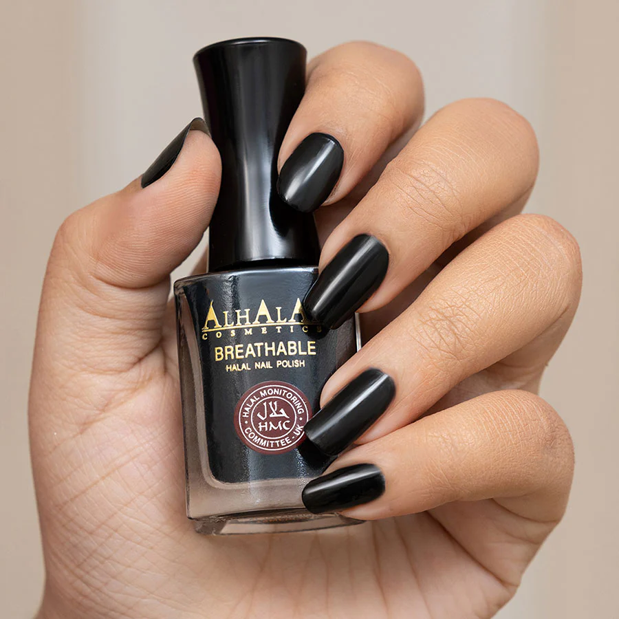 AL-142 AFSHEEN Halal Atmungsaktiver Nagellack Schwarz | Alkoholfrei & Vegan