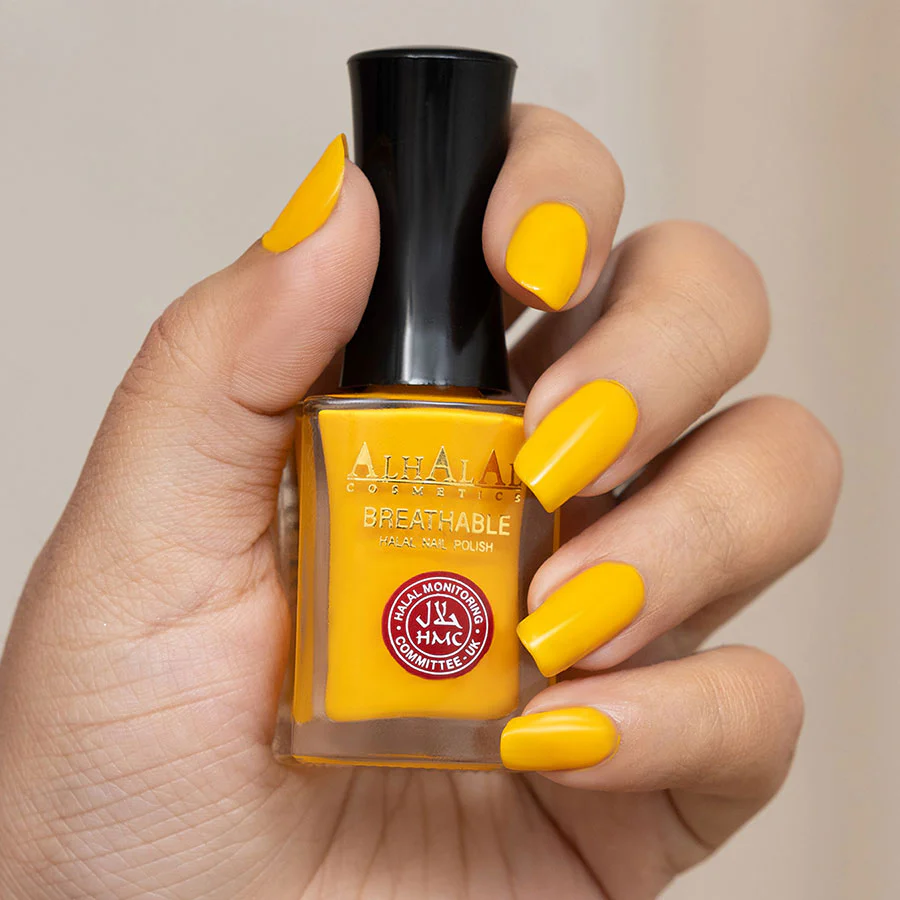 AL-145 FALAK Halal Atmungsaktiver Nagellack Gelb Alkoholfrei und Vegan