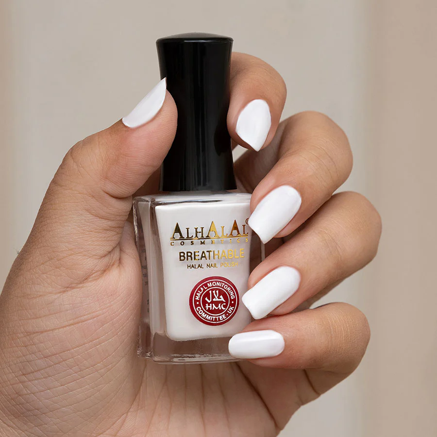 AL-160 ZARGHOONA Halal Atmungsaktiver Nagellack Weiß Alkoholfrei und Vegan