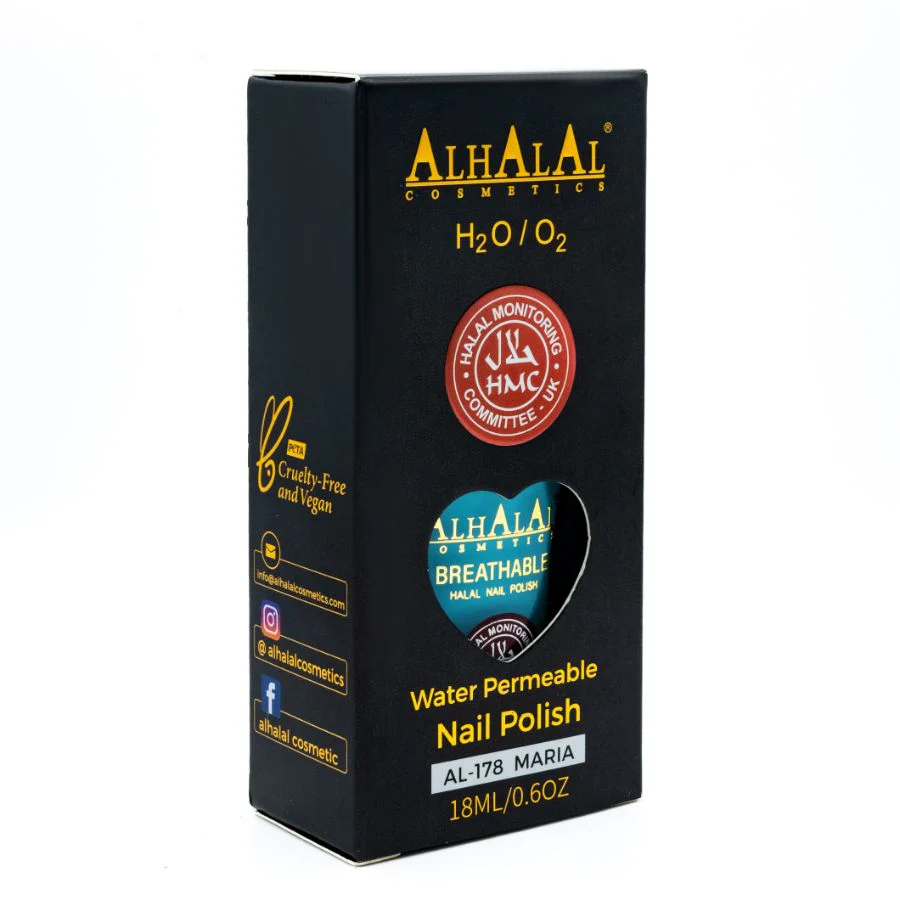 AL-178 MARIA Halal Atmungsaktiver Nagellack Blau | Alkoholfrei & Vegan