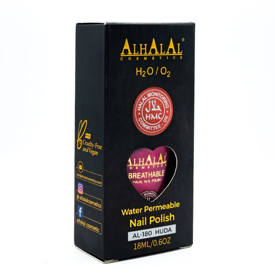 AL-180 HUDA Halal Atmungsaktiver Nagellack Pink Alkoholfrei und Vegan