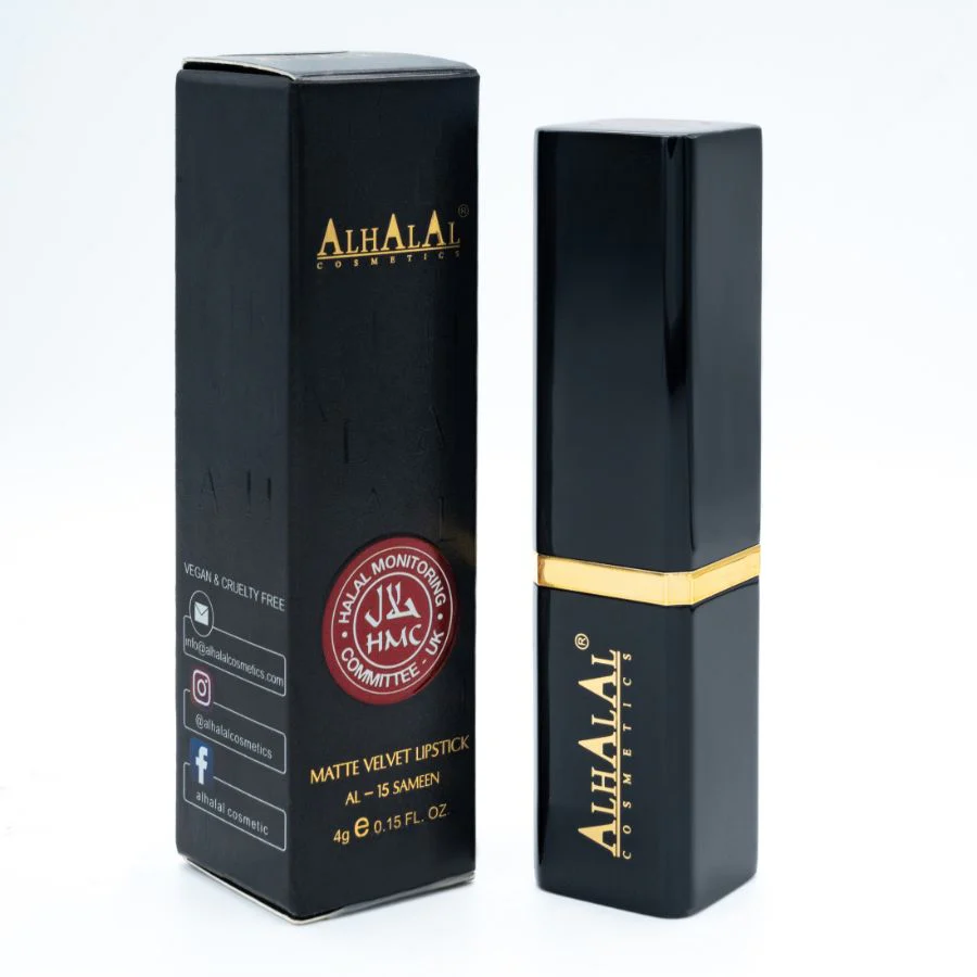 AL-15 SAMEEN Halal Lippenstift Sunset Orange | Matt, vegan, alkoholfrei & HMC-zertifiziert