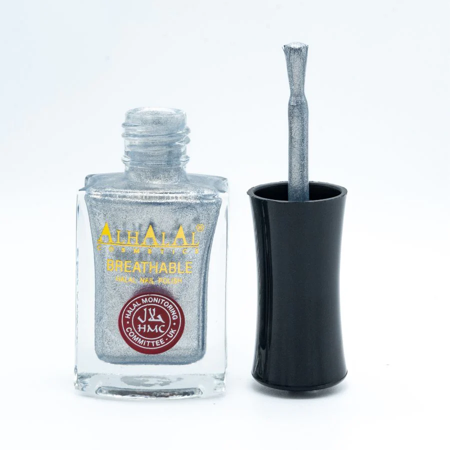 AL-169 YUMNA Halal Atmungsaktiver Nagellack Silber Alkoholfrei und Vegan