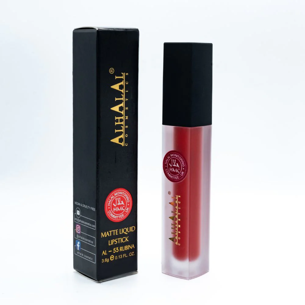 AL-53 RUBINA Halal Lippenstift Feuerrot | flüssig, Matt, vegan, alkoholfrei & HMC-zertifiziert