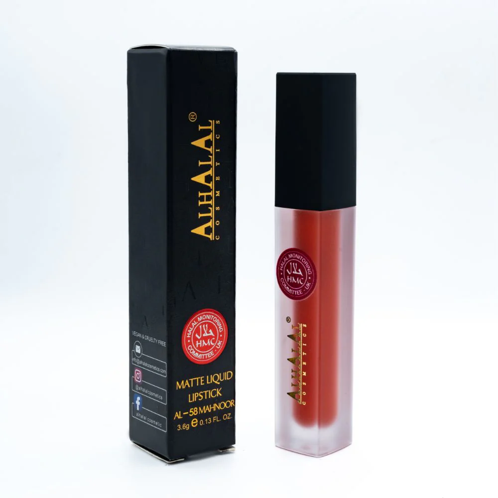 AL-58 MAHNOOR Lippenstift Dunkelrot  | flüssig, Matt, vegan, alkoholfrei & HMC-zertifiziert