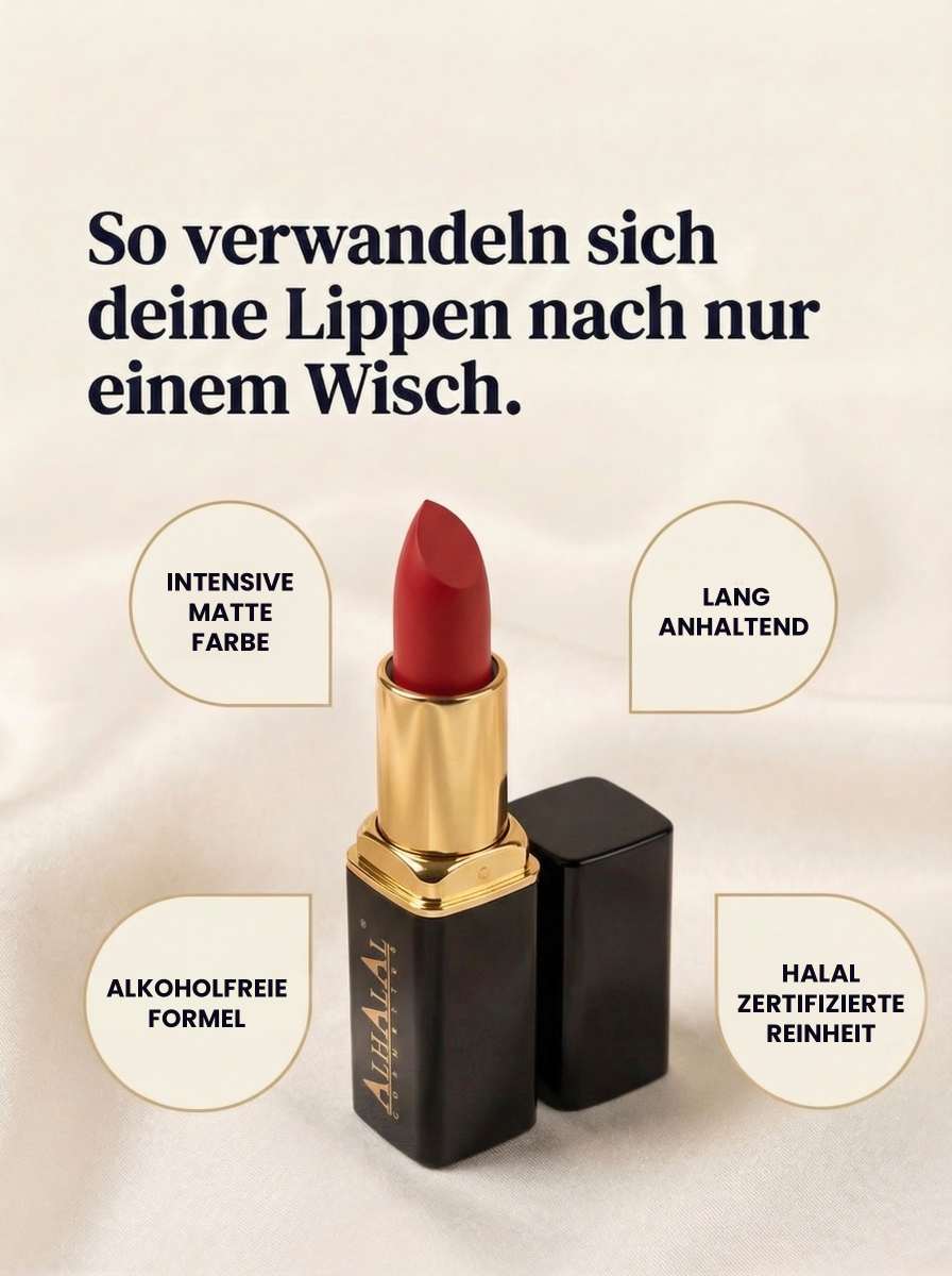Halal Lippenstift  Matt, vegan, alkoholfrei & HMC-zertifiziert