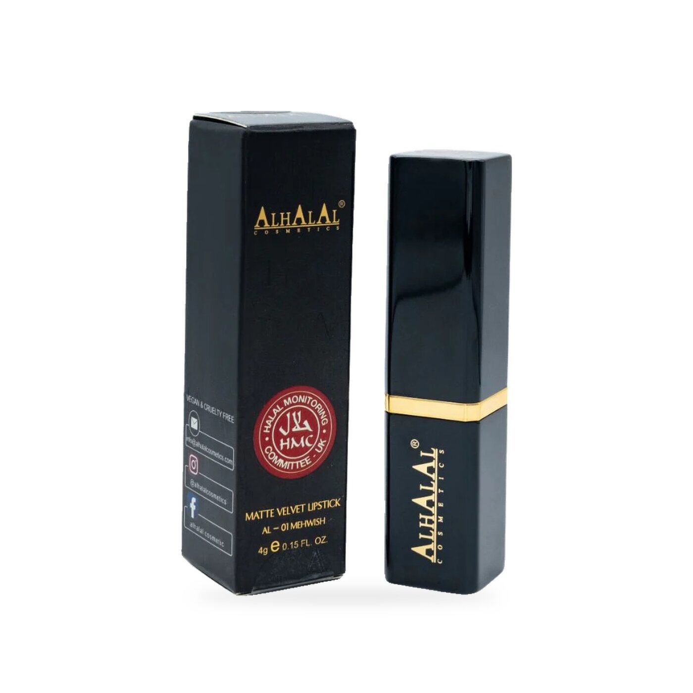 AL-01 MEHWISH Halal Lippenstift Braun, Produktfoto Box