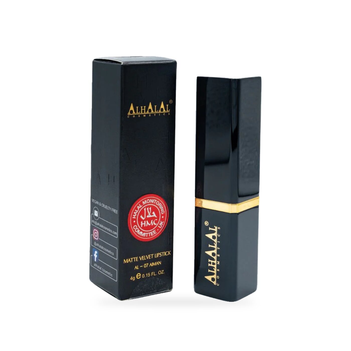 AL-07 AIMAN Halal Lippenstift Braun, Produktfoto Box