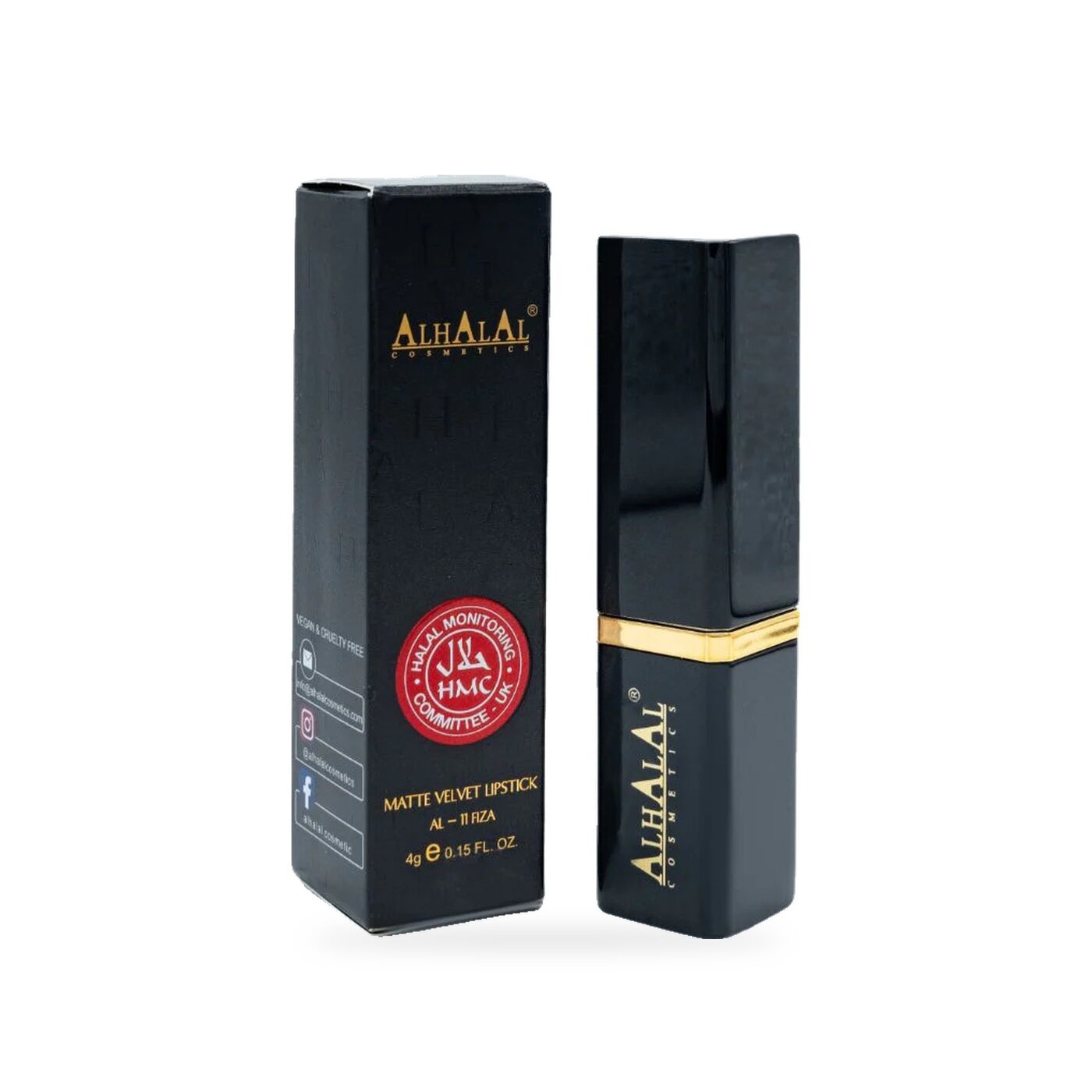 AL-11 FIZZA Halal Lippenstift Dark Cherry, Produktfoto Box