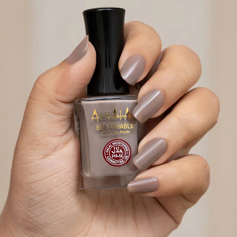 AL-147 SAMIA Halal Atmungsaktiver Nagellack Grau, Anwendung