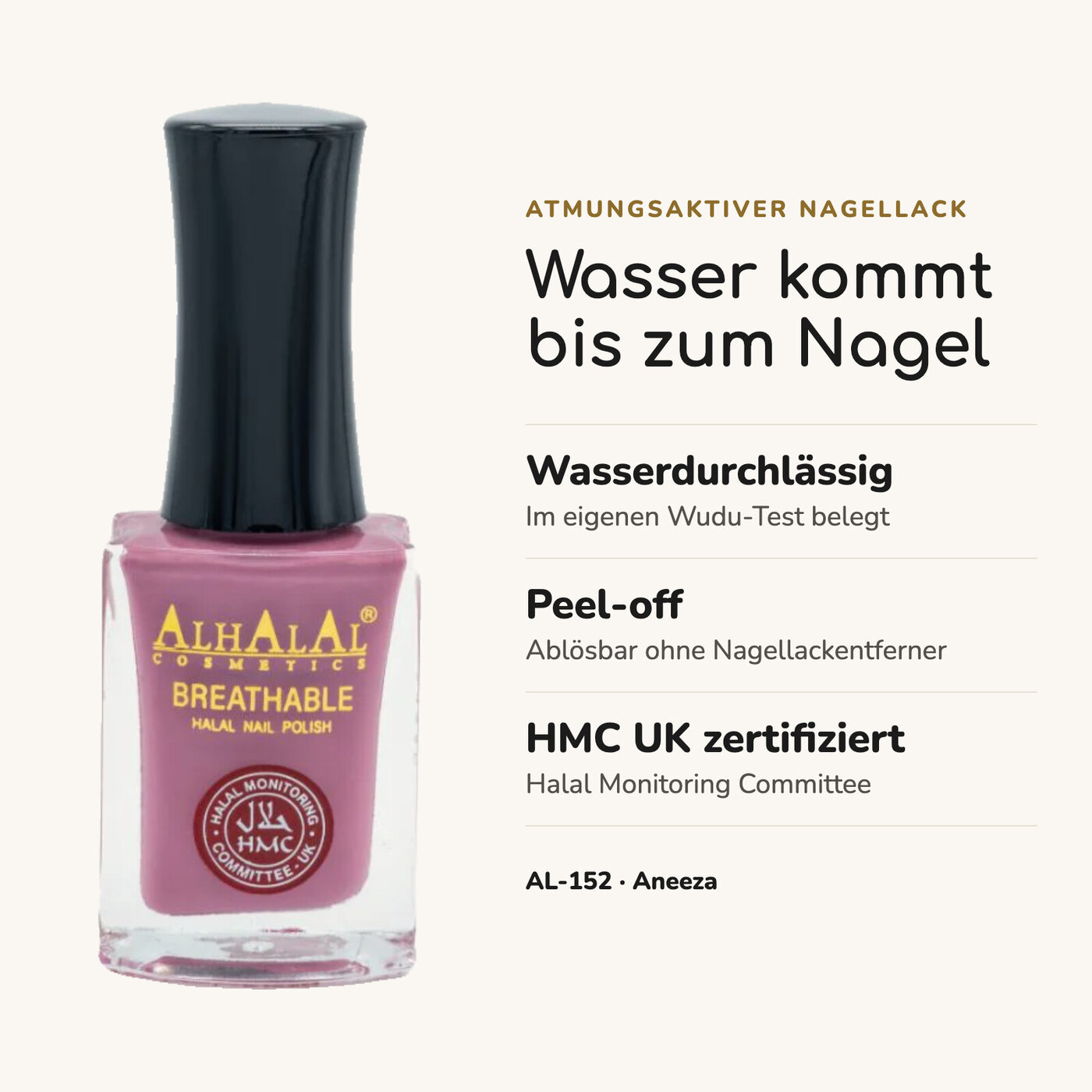 AL-152 ANEEZA Halal Atmungsaktiver Nagellack Flieder, Vorteile auf einen Blick
