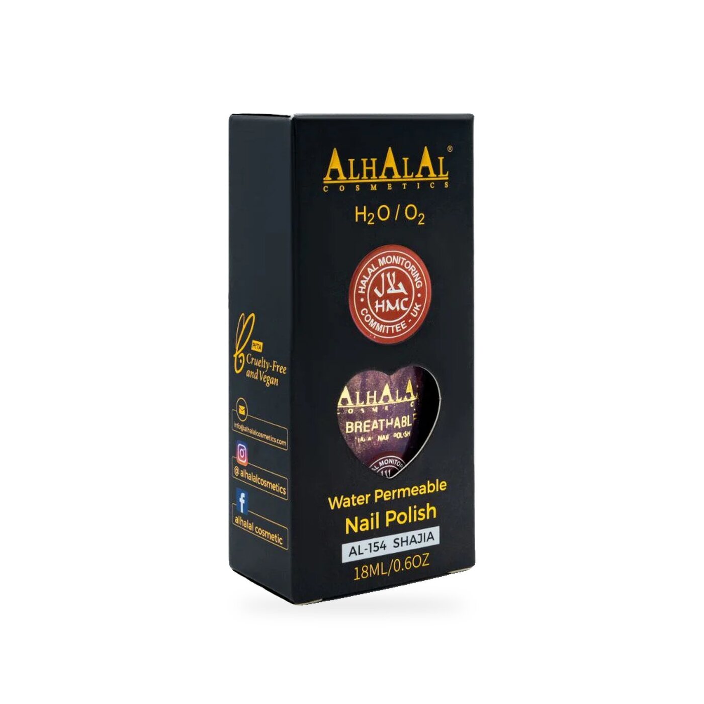 AL-154 SHAJIA Halal Atmungsaktiver Nagellack Glitzer alkoholfrei und vegan, Produktfoto Box