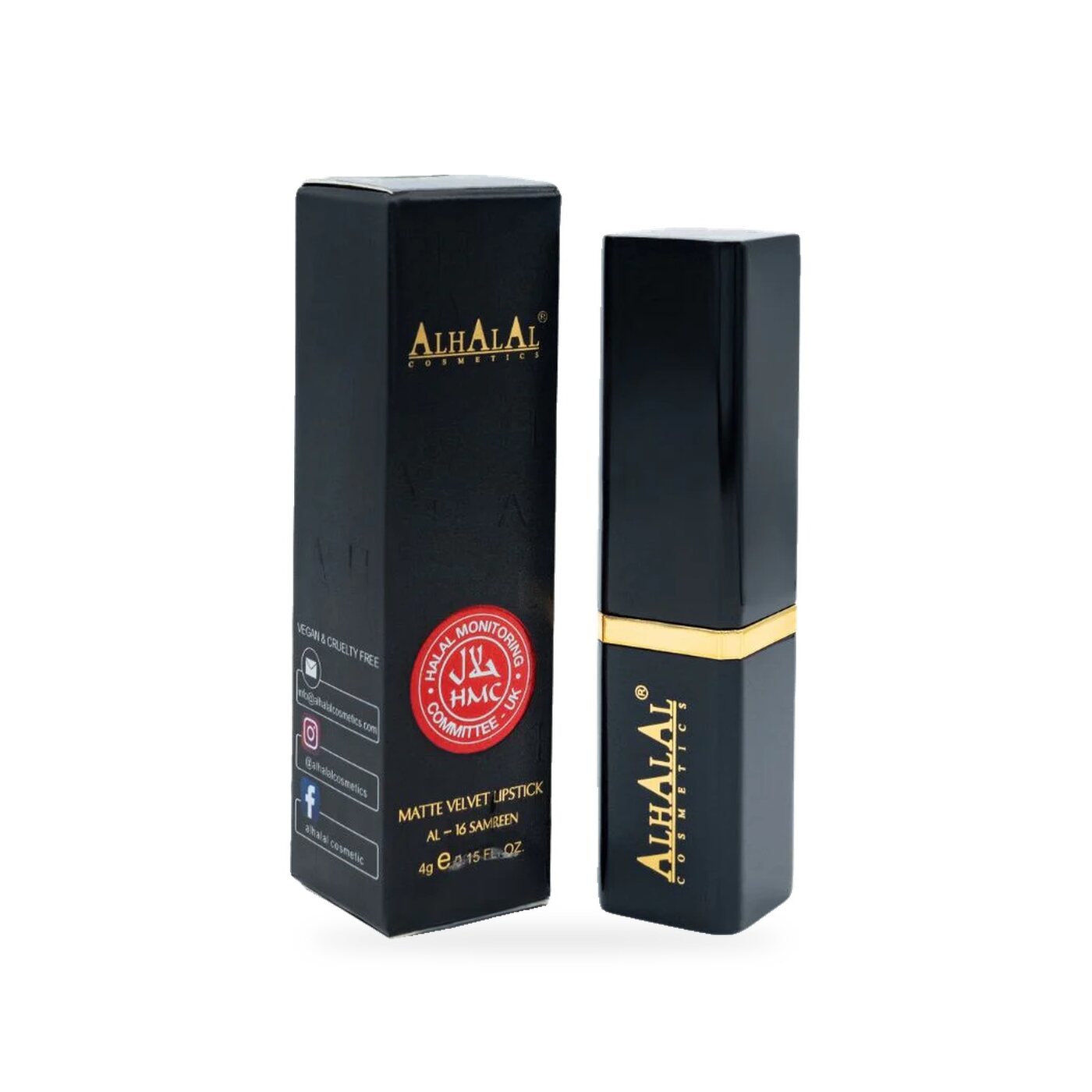 AL-16 SAMREEN Halal Lippenstift Rot, Produktfoto Box