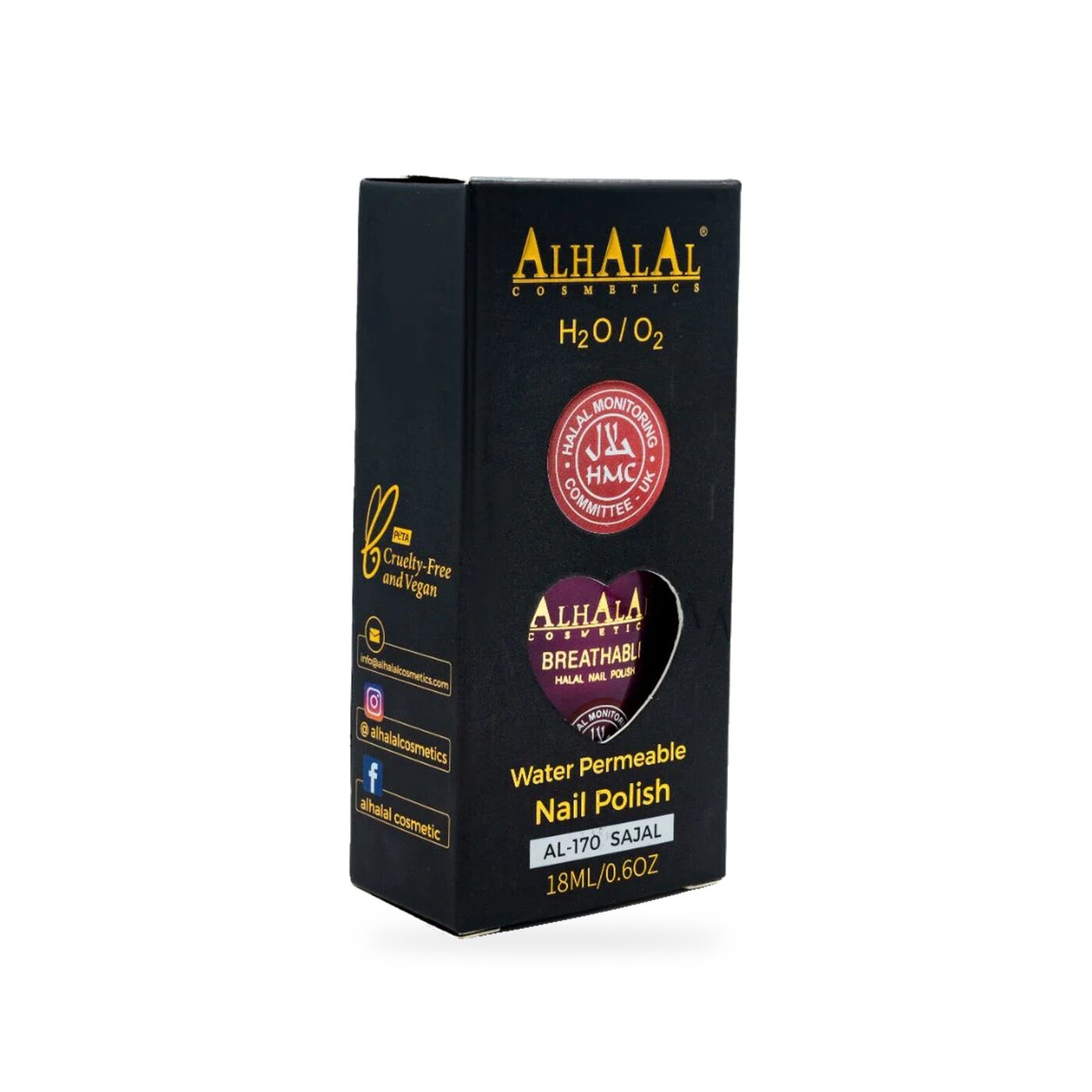 AL-170 SAJAL Halal Atmungsaktiver Nagellack Pink alkoholfrei und vegan, Produktfoto Box