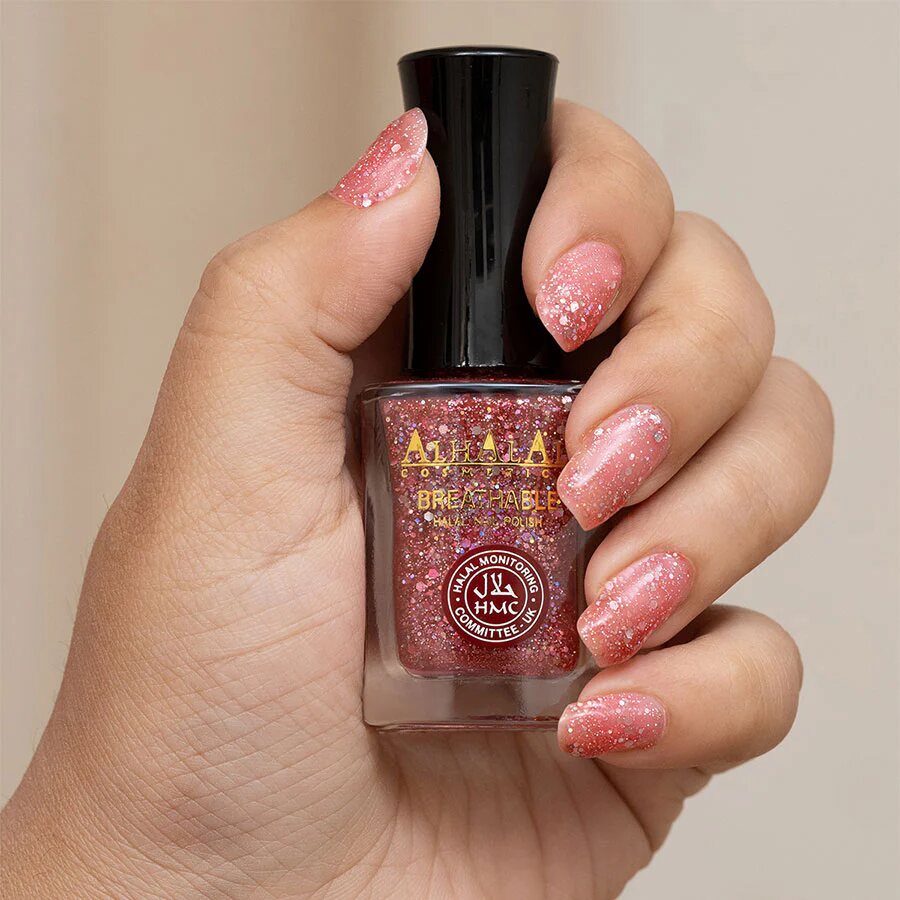 AL-171 SOPHIA Halal Atmungsaktiver Nagellack Glitzer alkoholfrei & vegan, Anwendung