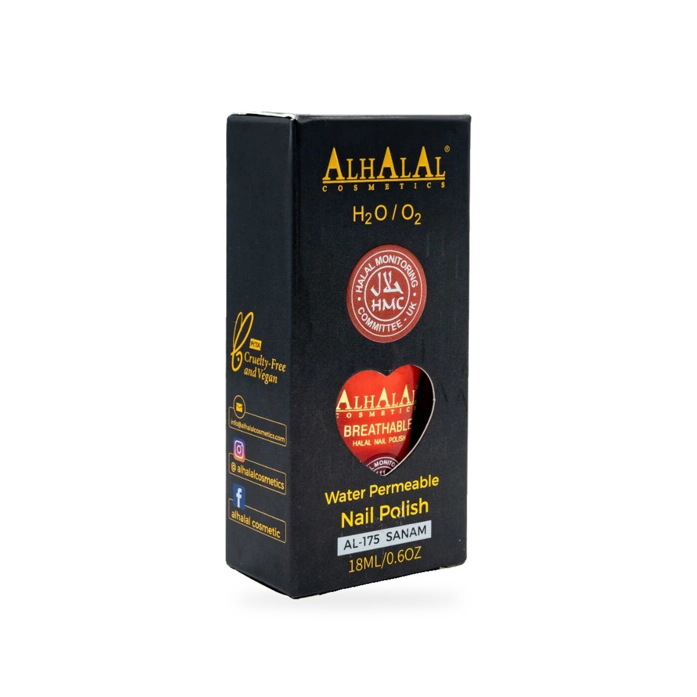 AL-175 SANAM Halal Atmungsaktiver Nagellack Orange, Produktfoto Box