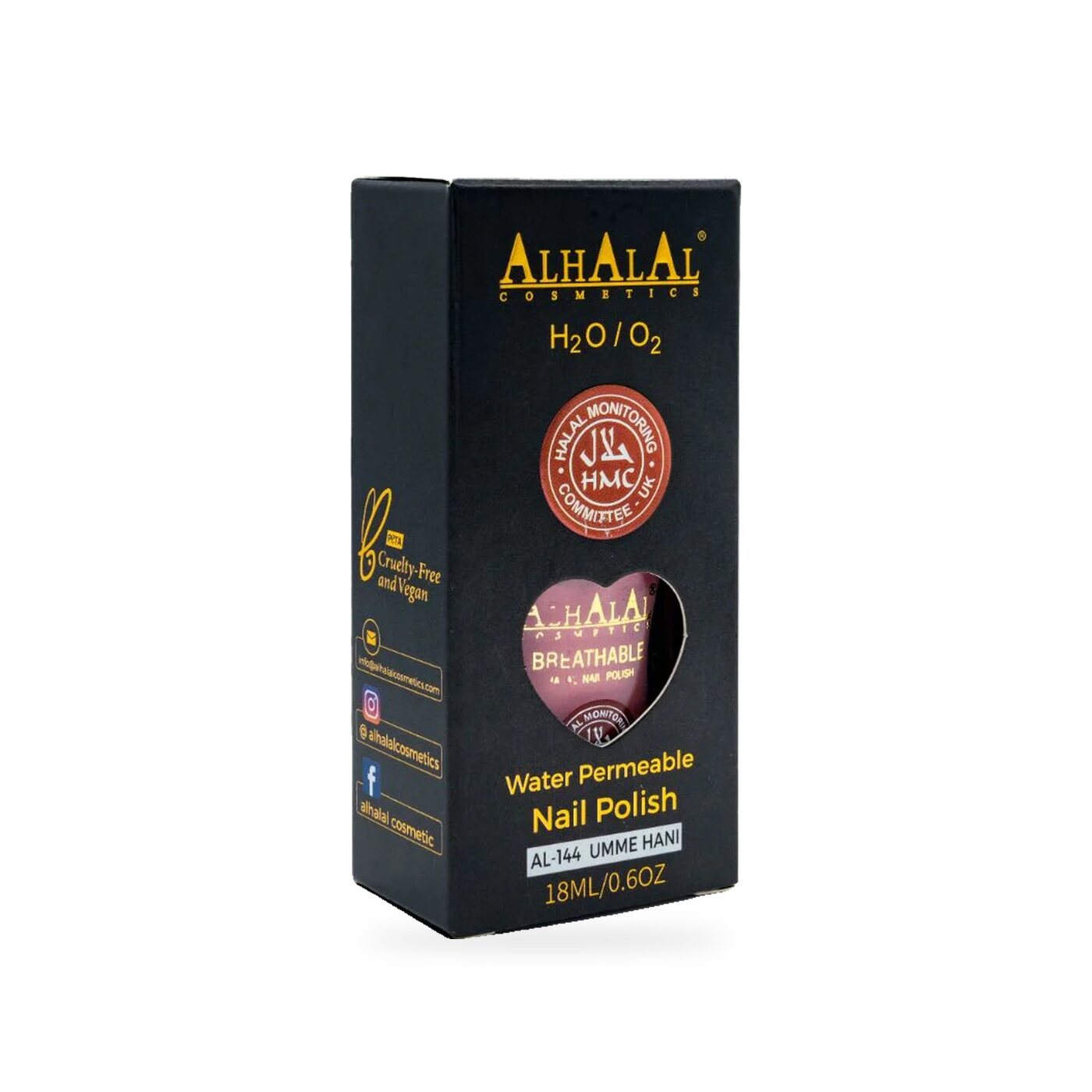 AL-144 UMME HANI Halal Atmungsaktiver Nagellack Nude-Rosa, Produktfoto Box
