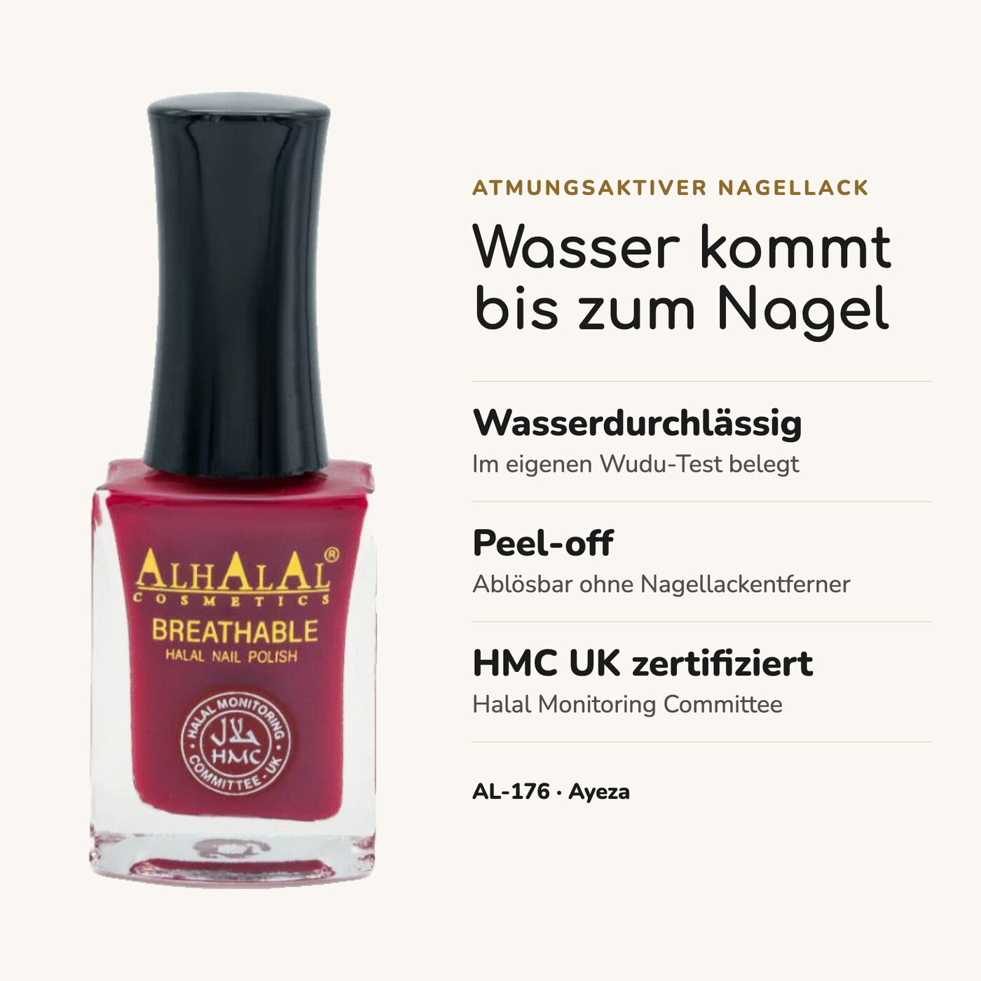 AL-176 AYEZA Halal Atmungsaktiver Nagellack Rot, Vorteile auf einen Blick