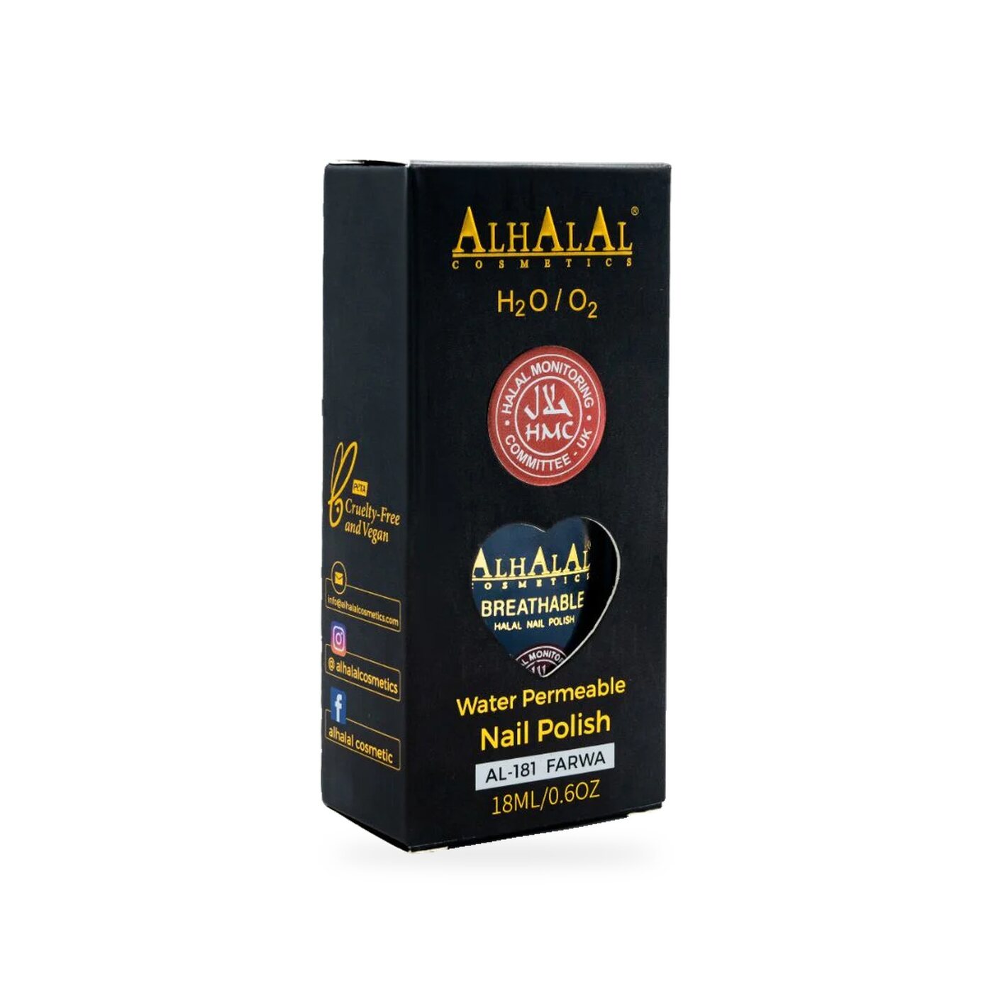 AL-181 FARWA Halal Atmungsaktiver Nagellack Klarlack, Produktfoto Box