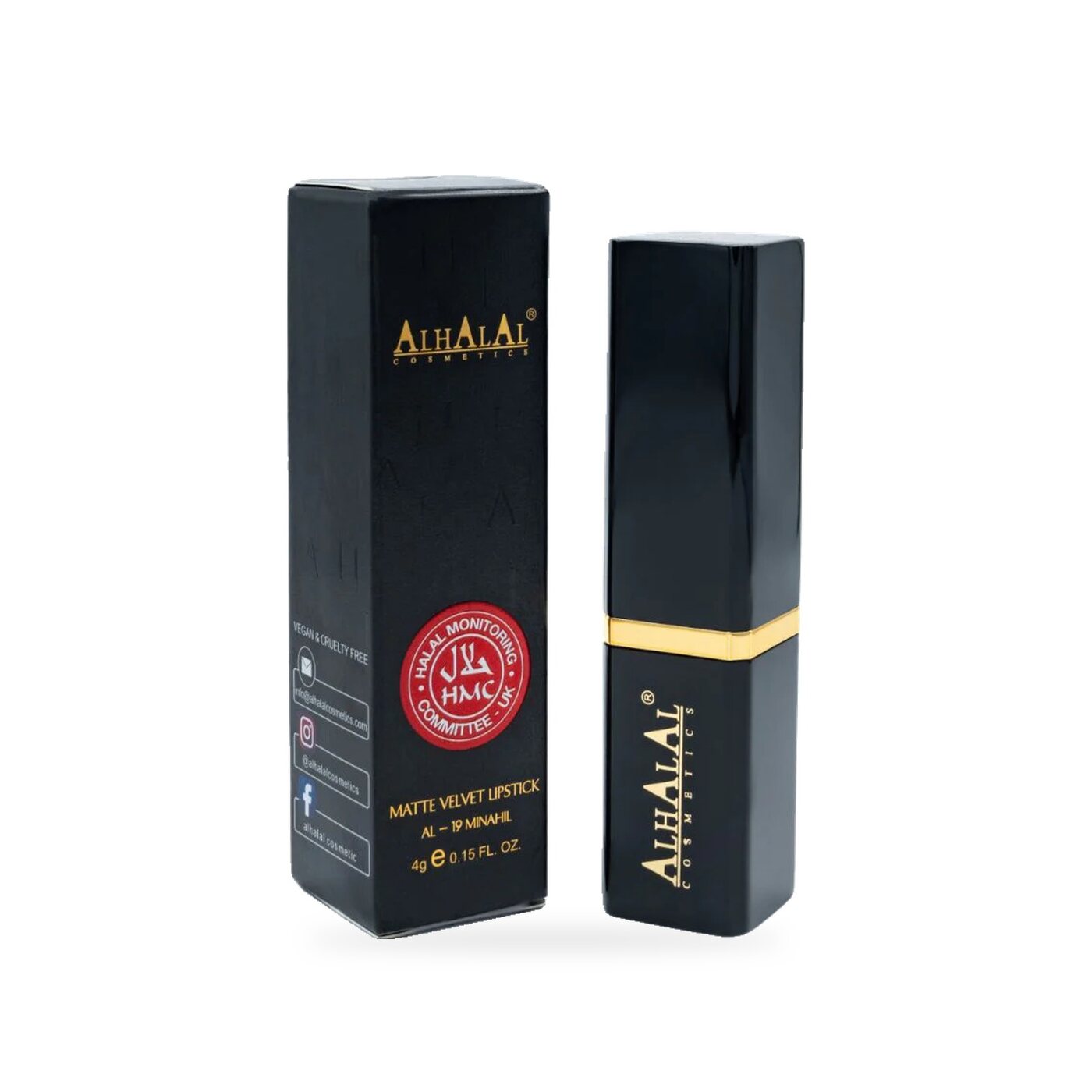 AL-19 MINAHIL HALAL Lippenstift Copper Brown, Produktfoto Box