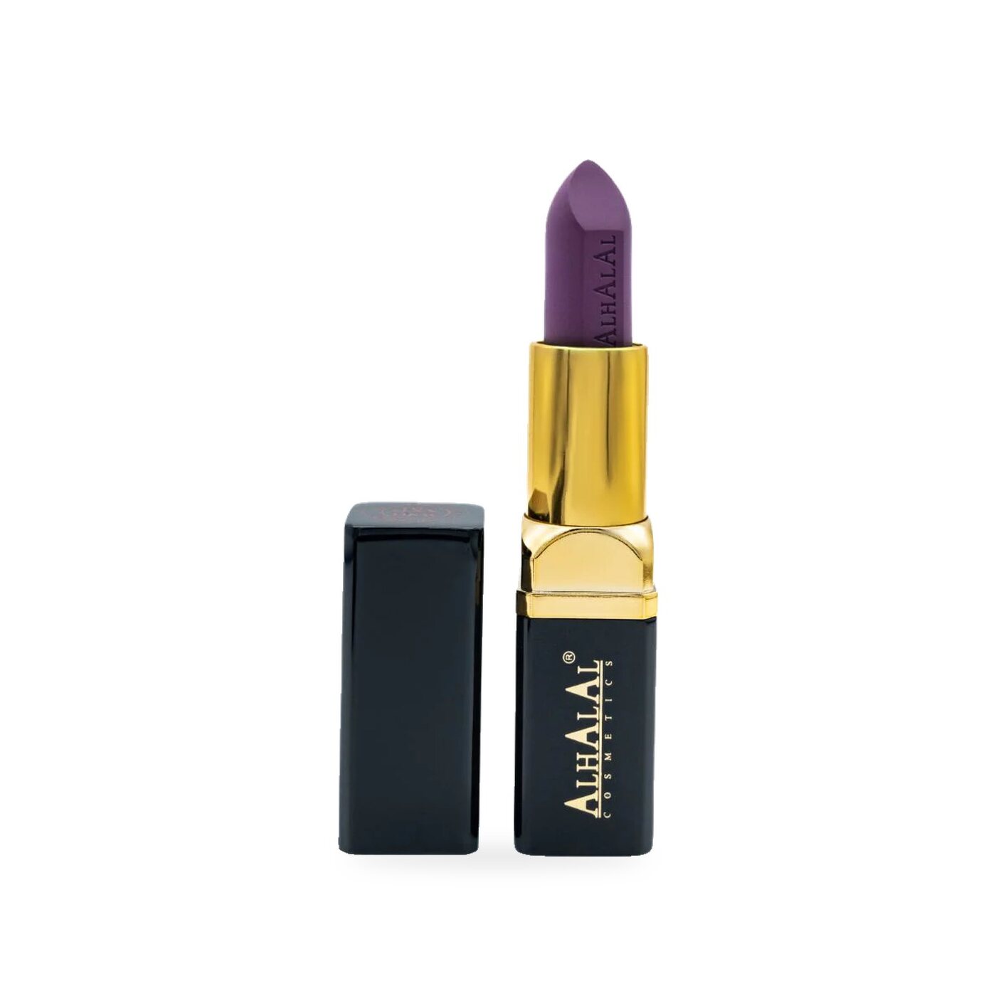 AL-27 Halal Matte Lippenstift – Deep Berry Violet, Produktfoto offen