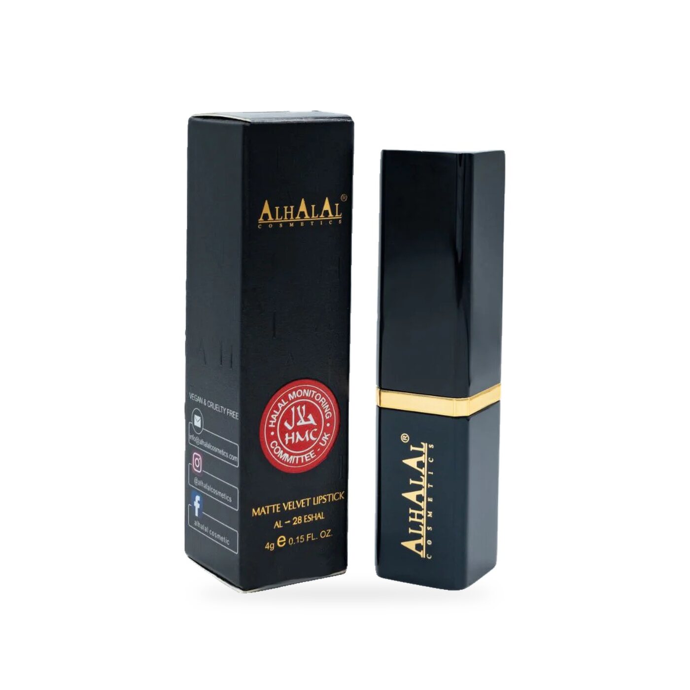 AL-28 ESHAL HALAL Lippenstift Terracotta Brown, Produktfoto Box
