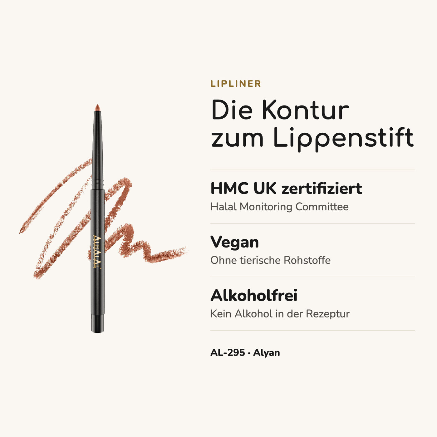 AL-295 ALYAN Halal Lipliner, alkoholfrei & cruelty-free, Vorteile auf einen Blick