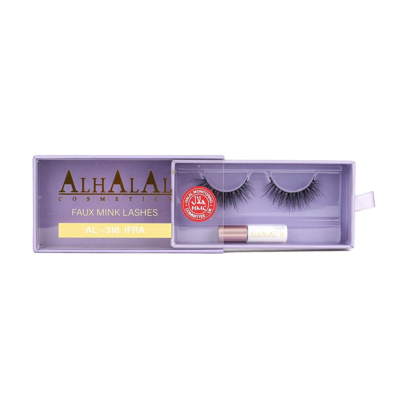 AL-318 IFRA (3D606) Halal Faux Mink Wimpern, tierversuchsfrei, Produktfoto Box mit Schale