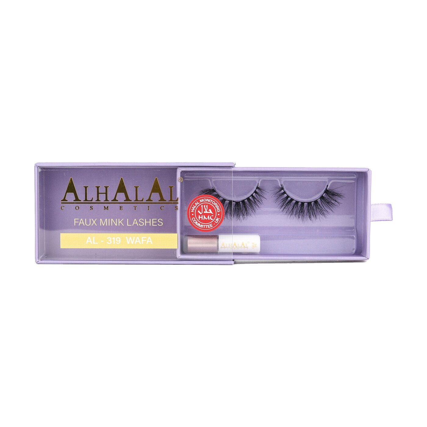 AL-319 WAFA (3D641) Halal Faux Mink Wimpern, tierversuchsfrei, Produktfoto Box mit Schale