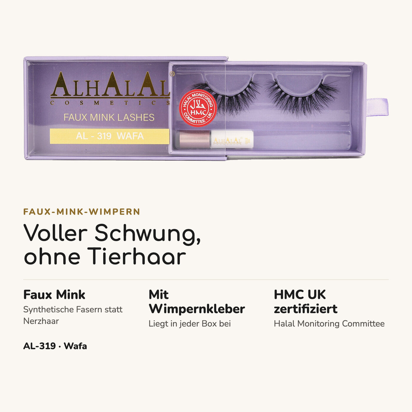AL-319 WAFA (3D641) Halal Faux Mink Wimpern, tierversuchsfrei, Vorteile auf einen Blick