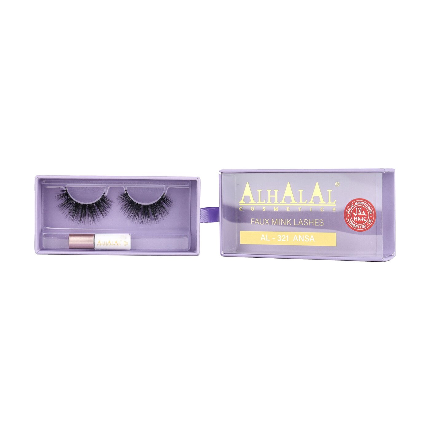 AL-321 ANSA (D8301) Halal Faux Mink Wimpern, tierversuchsfrei, Produktfoto Box mit Schale