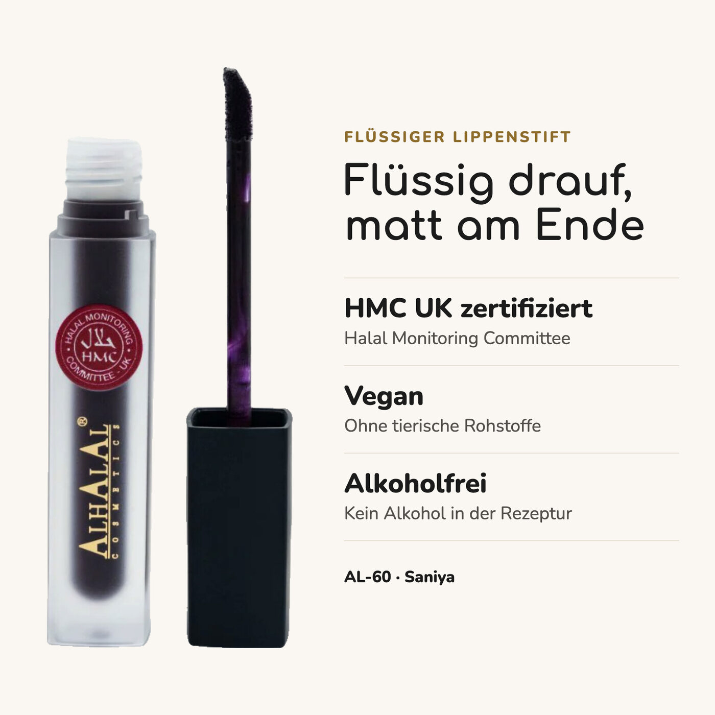 AL-60 SANIYA Lippenstift Velvet Plum, Vorteile auf einen Blick