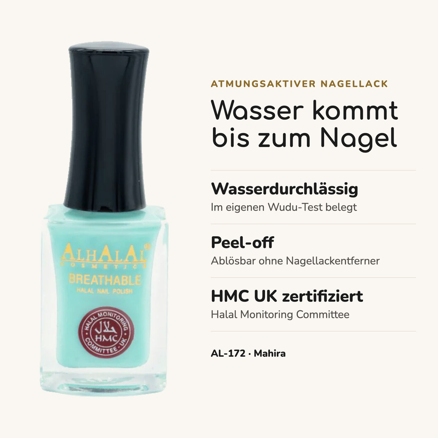 AL-172 MAHIRA Halal Atmungsaktiver Nagellack Blau, Vorteile auf einen Blick