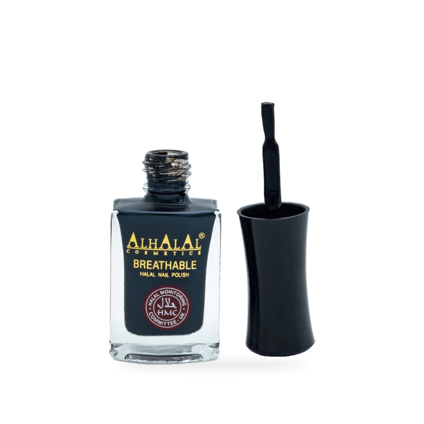 AL-142 AFSHEEN Halal Atmungsaktiver Nagellack Schwarz, Produktfoto offen