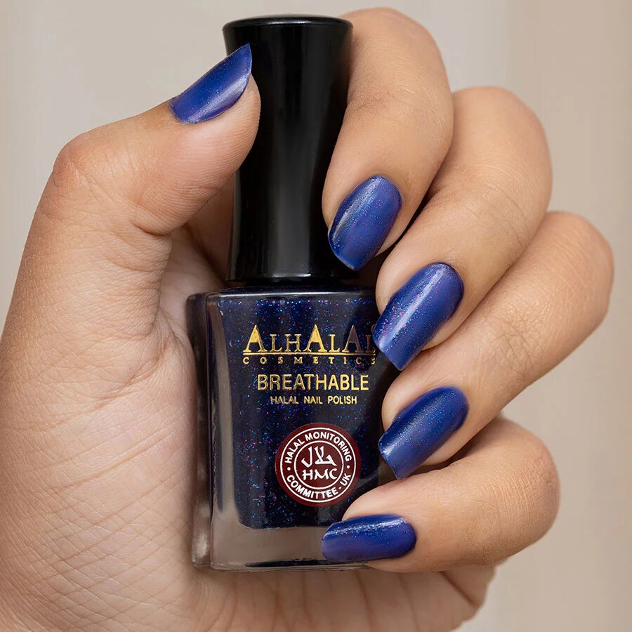 AL-146 SOMIA Halal Atmungsaktiver Nagellack Dunkelblau, Anwendung