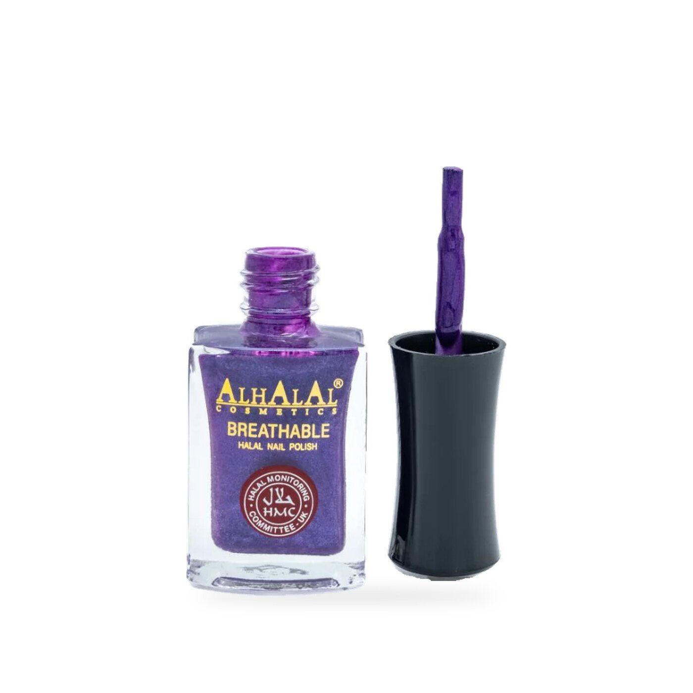 AL-148 ANUM Halal Atmungsaktiver Nagellack Lila alkoholfrei und vegan, Produktfoto offen