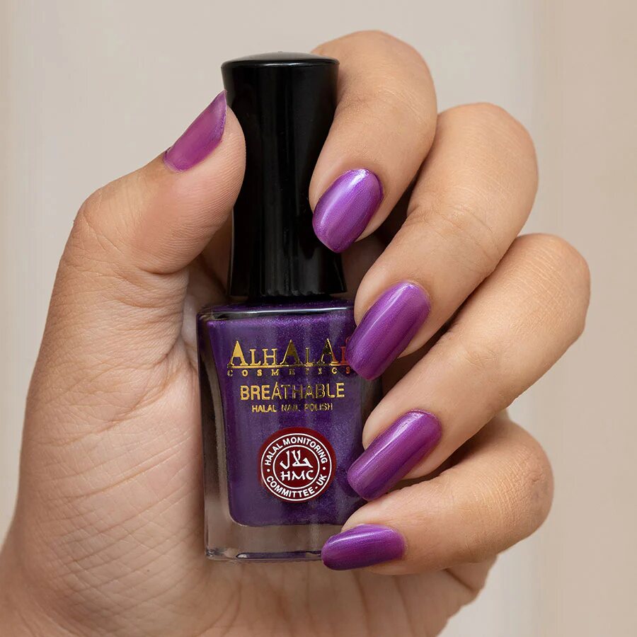 AL-148 ANUM Halal Atmungsaktiver Nagellack Lila alkoholfrei und vegan, Anwendung