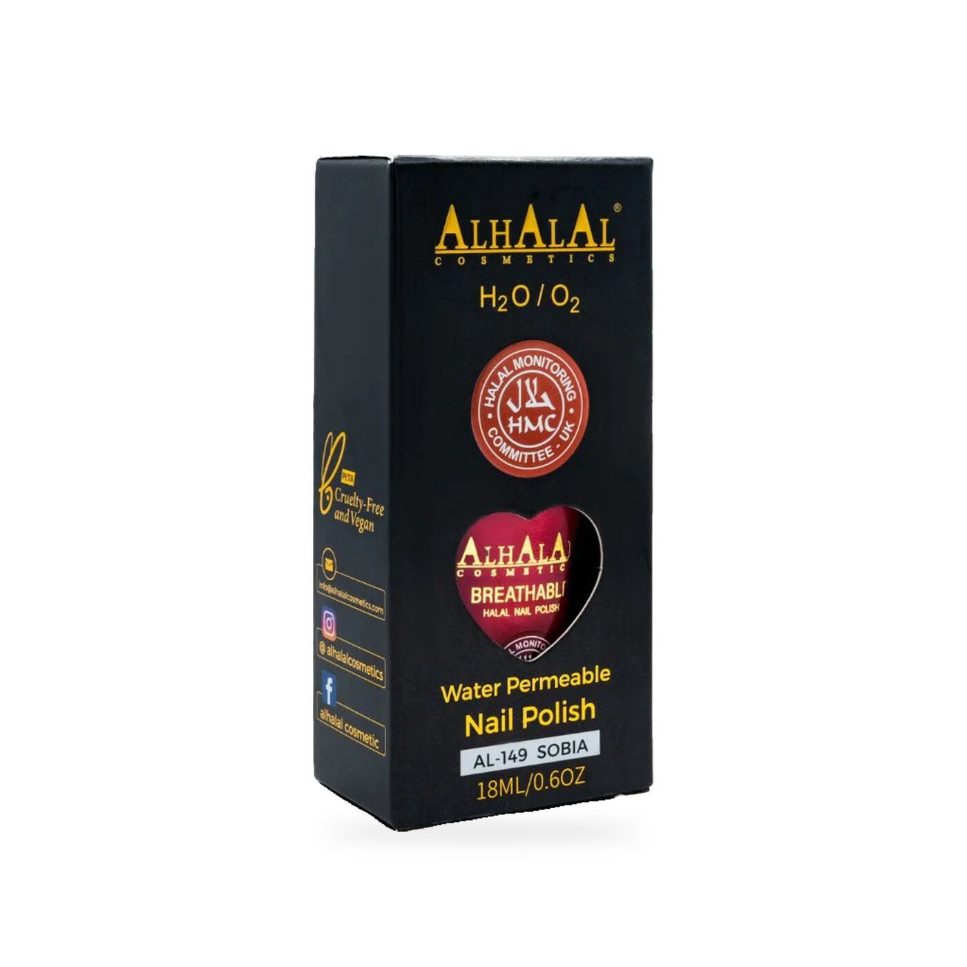 AL-149 SOBIA Halal Atmungsaktiver Nagellack Pink alkoholfrei und vegan, Produktfoto Box