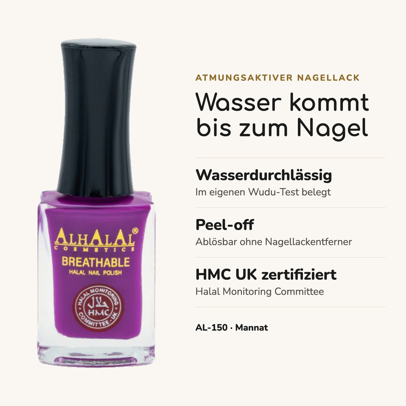 AL-150 MANNAT Halal Atmungsaktiver Nagellack Rosa, Vorteile auf einen Blick