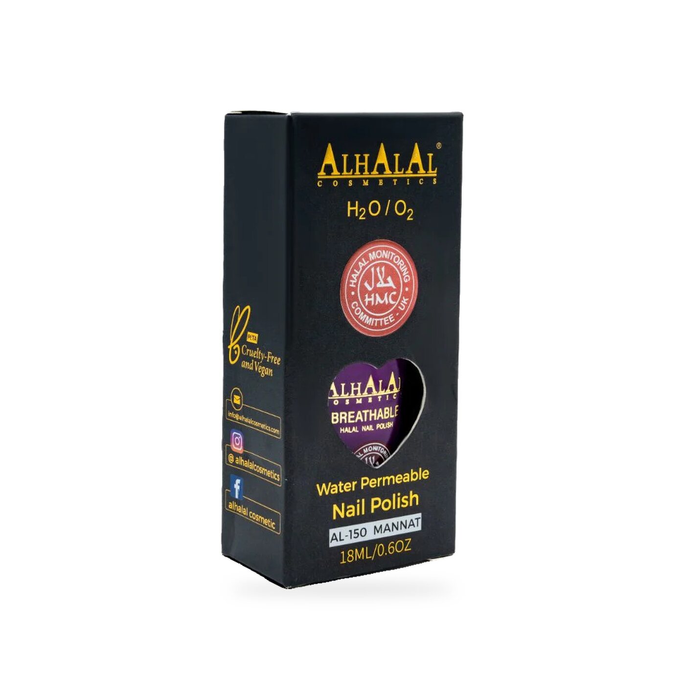 AL-150 MANNAT Halal Atmungsaktiver Nagellack Rosa, Produktfoto Box