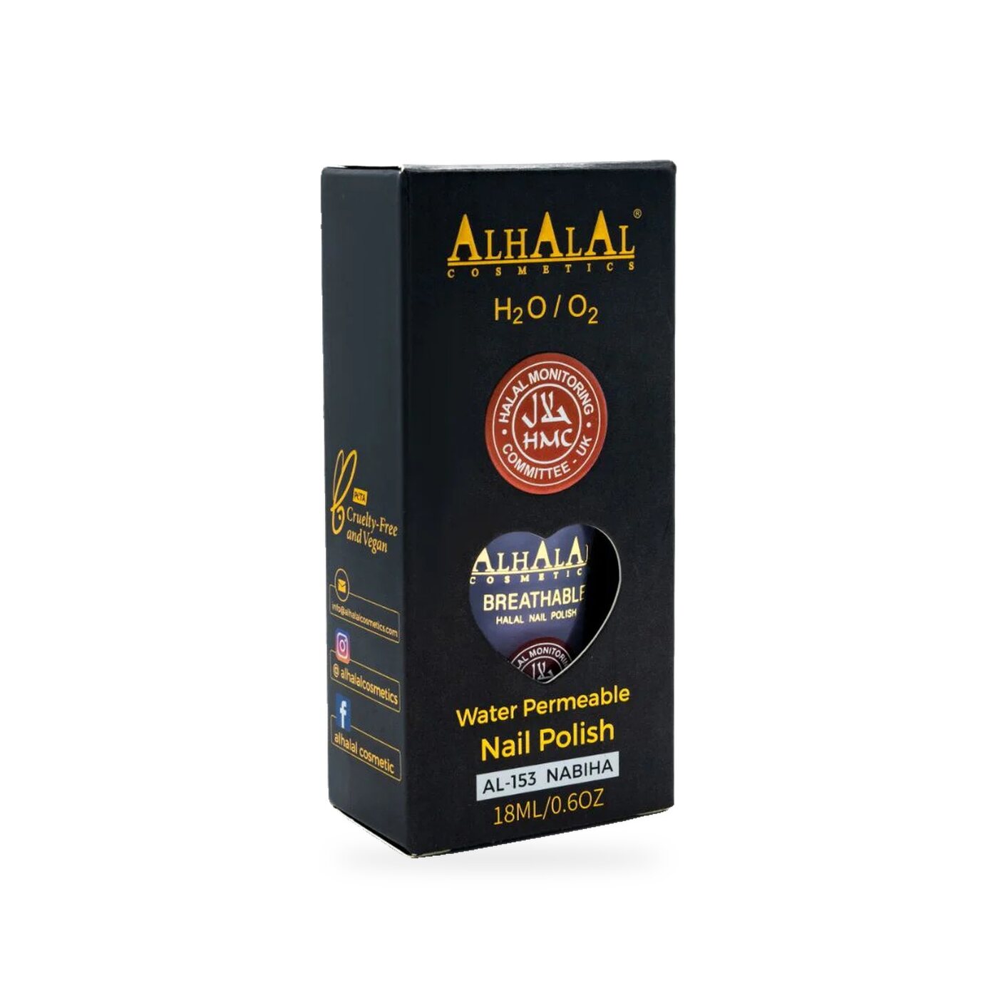 AL-153 NABIHA Halal Atmungsaktiver Nagellack Flieder, Produktfoto Box