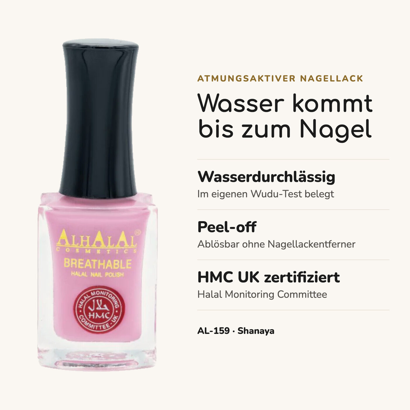 AL-159 SHANAYA Halal Atmungsaktiver Nagellack Rosa, Vorteile auf einen Blick