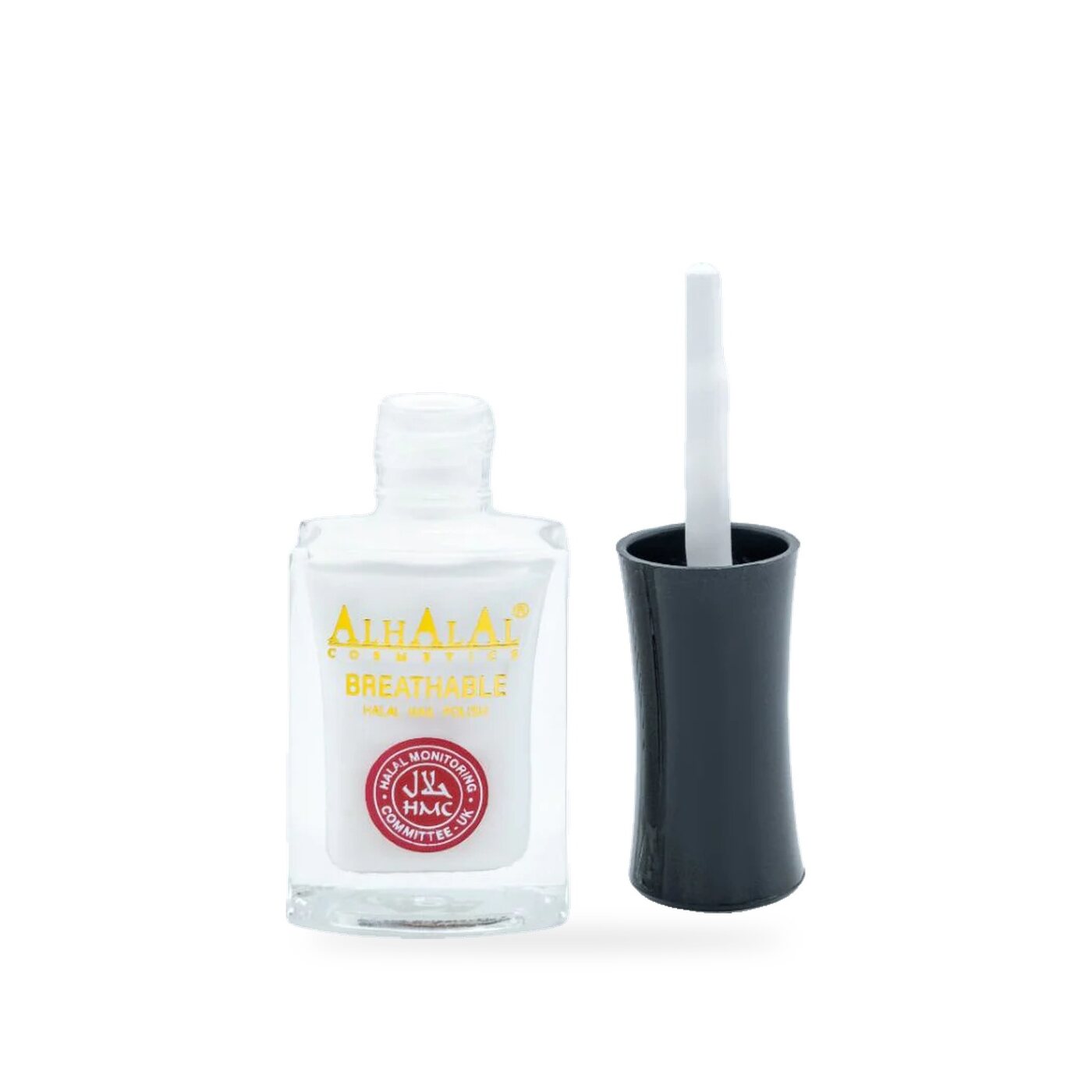 AL-160 ZARGHOONA Halal Atmungsaktiver Nagellack Weiß alkoholfrei und vegan, Produktfoto offen