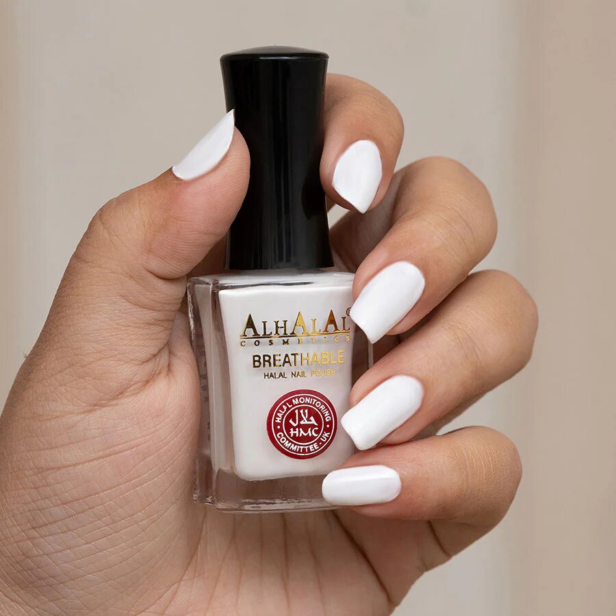 AL-160 ZARGHOONA Halal Atmungsaktiver Nagellack Weiß alkoholfrei und vegan, Anwendung