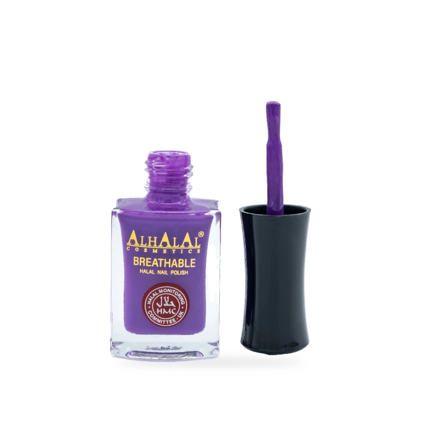 AL-161 KOMAL Halal Atmungsaktiver Nagellack Lila, Produktfoto offen