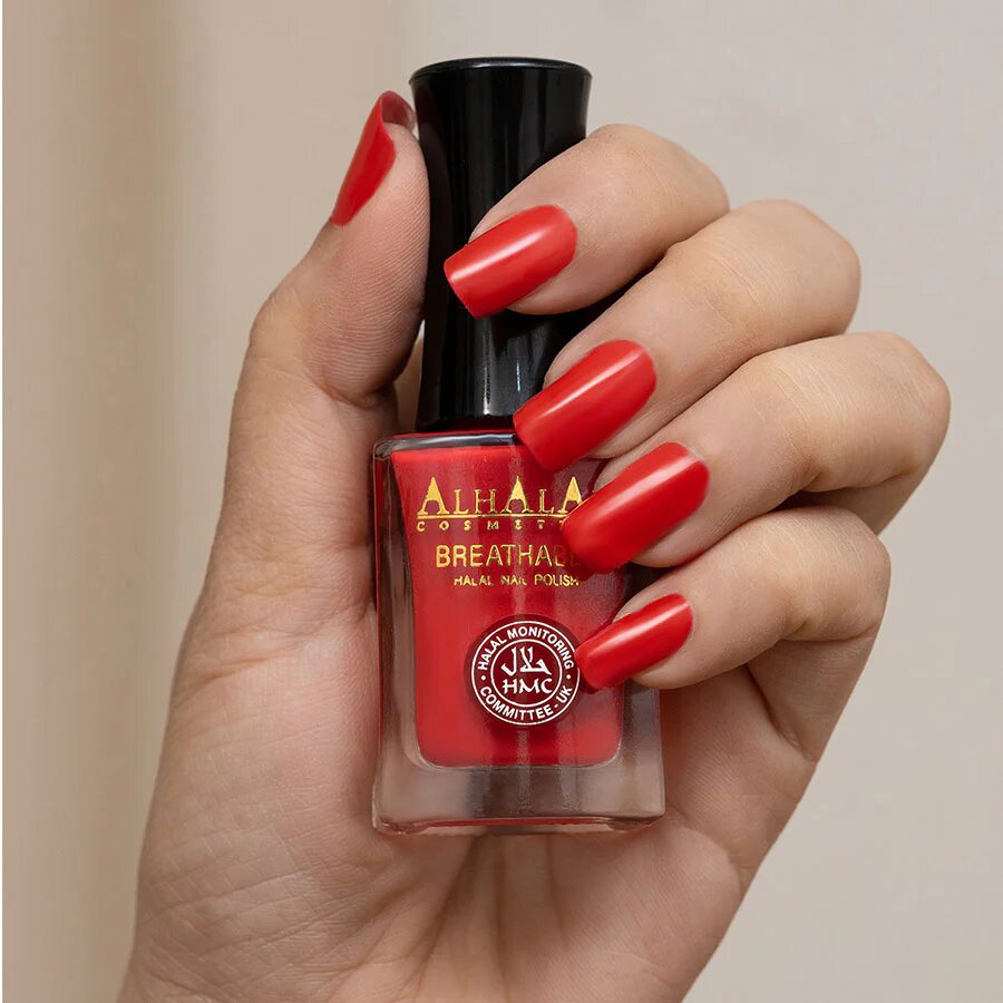 AL-163 REEMA Halal Atmungsaktiver Nagellack Rot, Anwendung