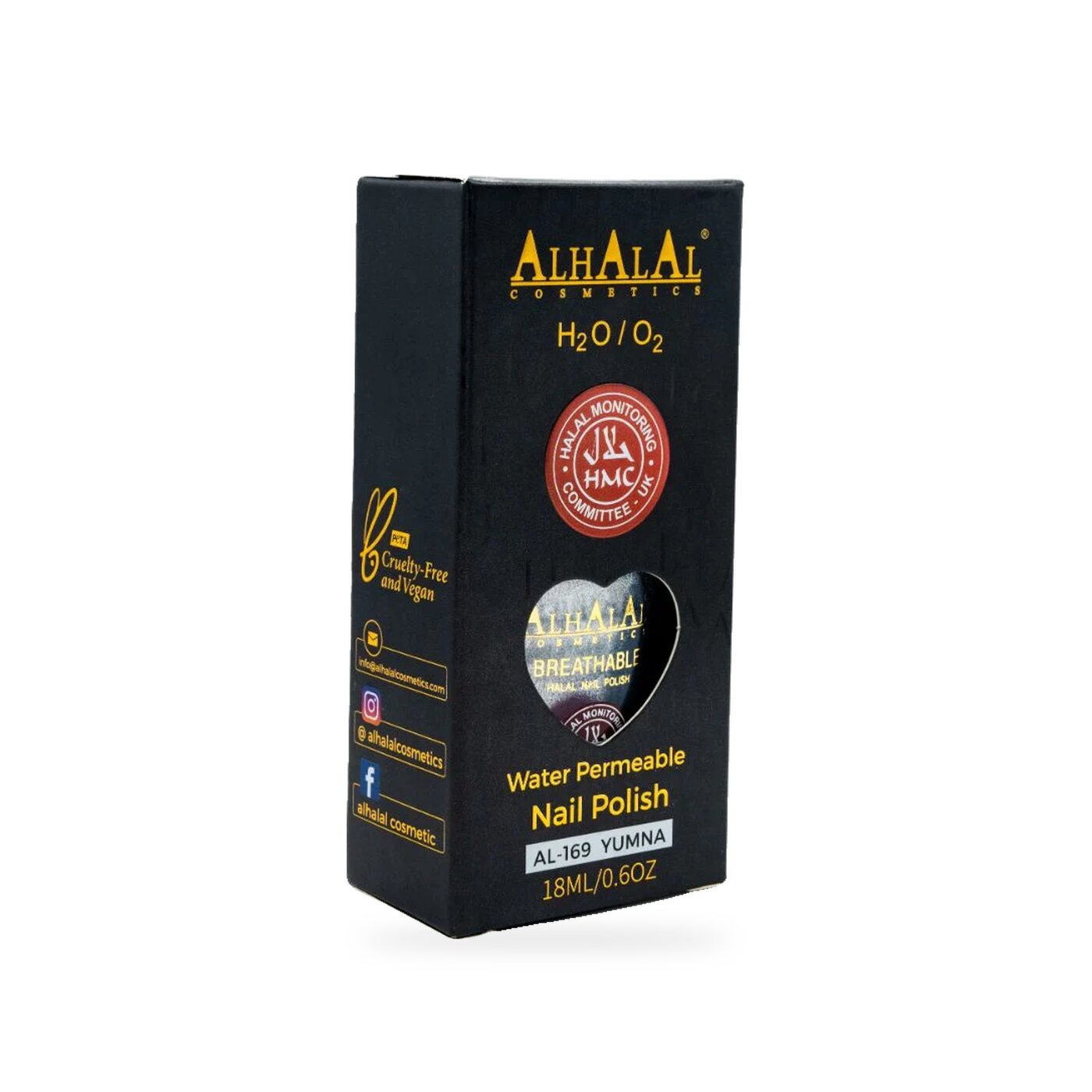 AL-169 YUMNA Halal Atmungsaktiver Nagellack Silber alkoholfrei und vegan, Produktfoto Box
