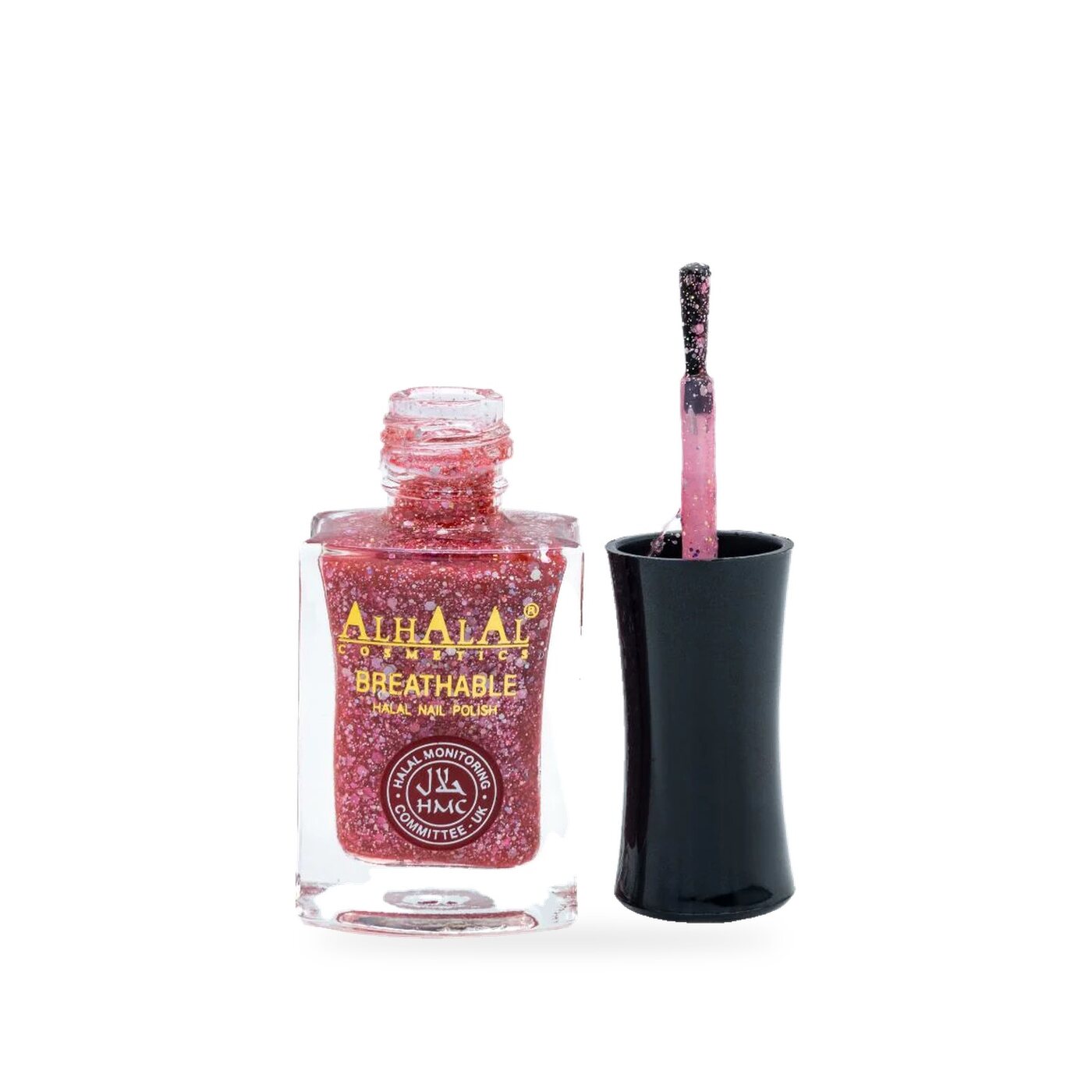AL-171 SOPHIA Halal Atmungsaktiver Nagellack Glitzer alkoholfrei & vegan, Produktfoto offen