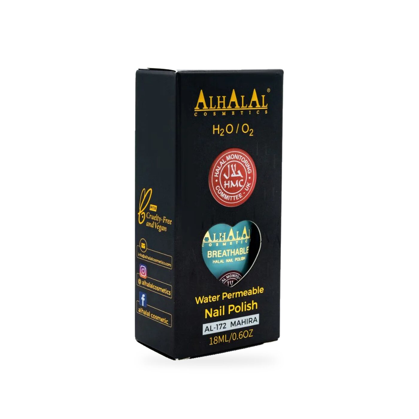 AL-172 MAHIRA Halal Atmungsaktiver Nagellack Blau, Produktfoto Box