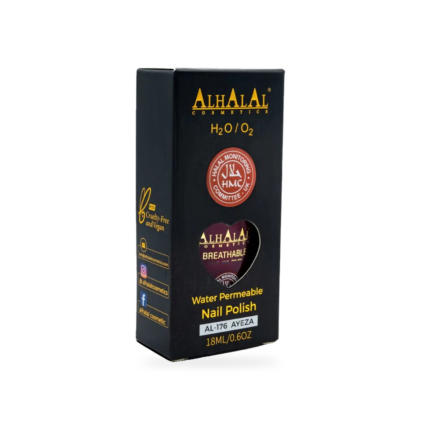 AL-176 AYEZA Halal Atmungsaktiver Nagellack Rot, Produktfoto Box